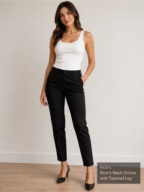 Ricki's Black Chinos with Tapered Leg